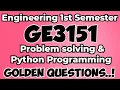 GE3151 Engineering 1st semester Problem Solving and python programming 16marks Important questions