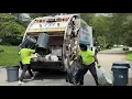 Fast Garbage Truck vs Super Heavy Manual Trash Piles Town of Huntington T D Doherty part 2
