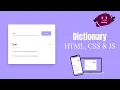 Dictionary Using JS HTML CSS JS G V TANISH VETTRIVEL G V