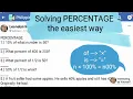 Solving PERCENTAGE the easiest and simplest way CSE LET MATH