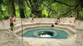Build Underground Temple House In the deep water well , Secret House