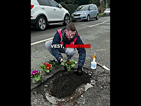 He planted flowers inside every pothole in town 🌸