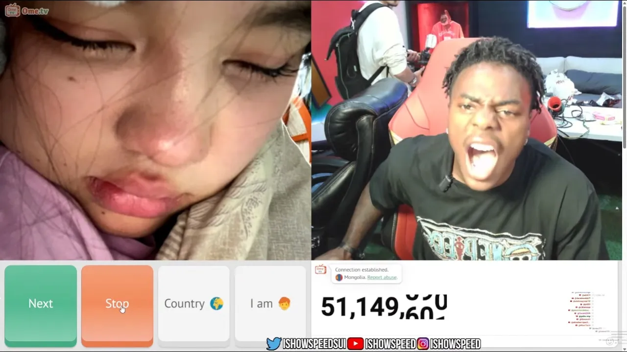 iShowSpeed Wakes Up A Girl Asleep On Omegle