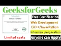 GeeksforGeeks Free Course Certificate Web Development Java C C Pythons Interview Preparation GFG