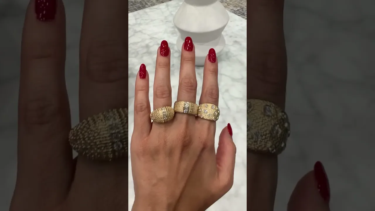 14K Gold Fancy Dome Diamond Ring Band