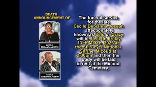 Cecile Bebianna Joseph Short Obituary