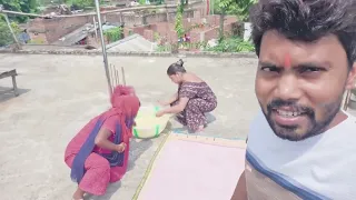 #video 😱😱 इतना ज्यादा धूप में मेरी बीबी छत पर बना रही है अदौरी @vinitavishwakarmavlogs1545 #viral 
