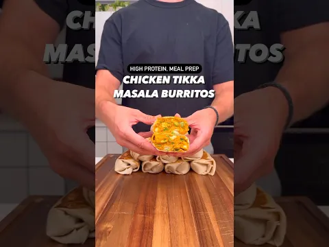 Macro-Friendly, High Protein Chicken Tikka Masala Burritos #shorts