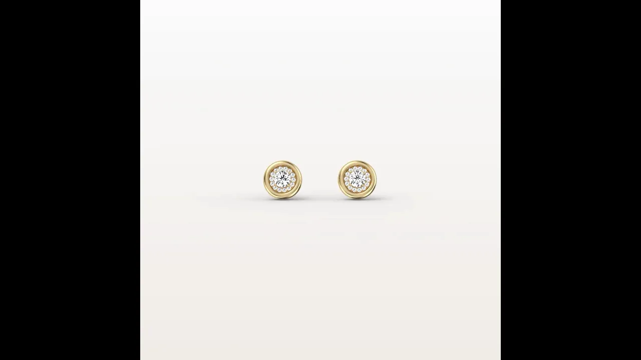 Bezel Set Lab-Grown Diamond Bubble Stud Earrings in 14K Gold/Platinum