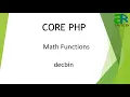 - decbin in PHP PHP Math Functions