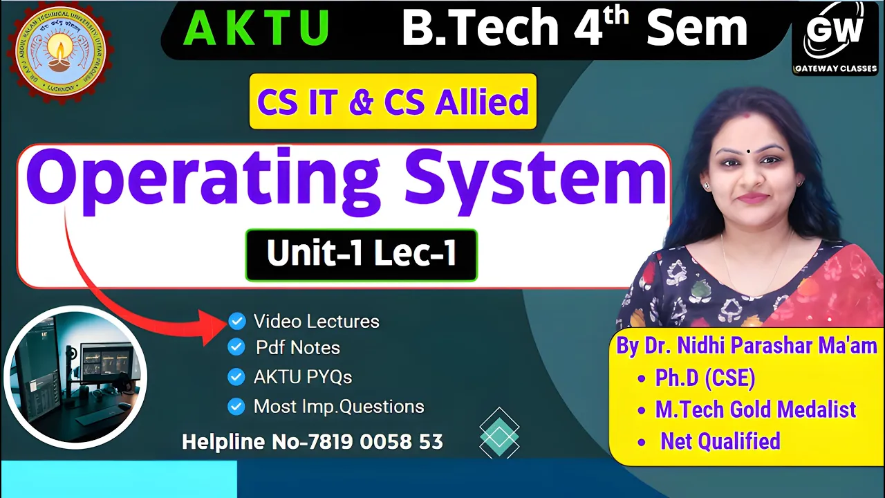 Operating system Unit-1 Lec-1 I By Dr. Nidhi Parashar Ma'am I Gateway Classes I AKTU