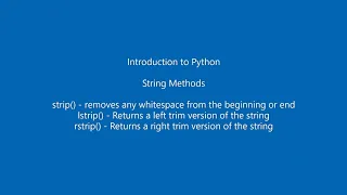 Python String Methods - strip lstrip rstrip