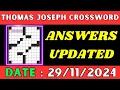 Thomas Joseph Crossword Puzzle Answers Today November 29 2024 Thomas Joseph Crossword 2024