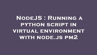 NodeJS Running a python script in virtual environment with node js pm2