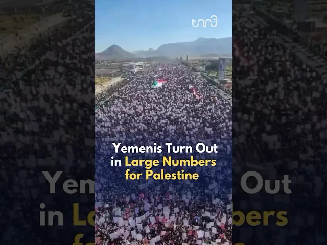 ⁣In Sanaa, Yemenis march for P@lestine in large numbers.