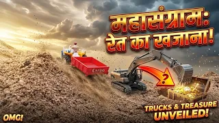 महासंग्राम। रेत का खजाना 😲😲 जेसीबी और ट्रैक्टर jcb tractor 