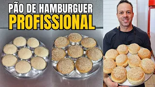 COMO FAZER PÃO DE HAMBÚRGUER I PÃO DE HAMBURGUER PROFISSIONAL I Pão de hambúrguer para delivery