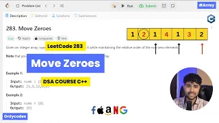 Moving Zeros LeetCode 283 Top Placement Question Easy Solution For Beginners DSA Course C