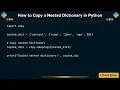 How to Copy a Nested Dictionary in Python