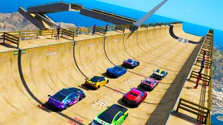 Super Heroes Spidermans and Miles Morales Mega Challenge CARS in GTAV !Человек Паук и Мега рампа !