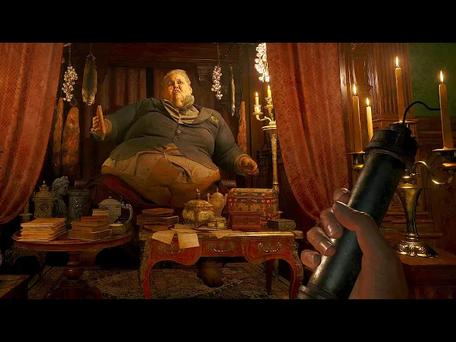 Duke's Reaction to Ethan throwing Pipe Bomb at him - Resident Evil 8 Village