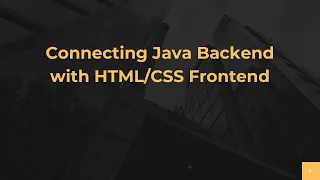 Connecting Java Backend with Frontend