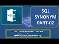 Mastering Oracle SQL Synonyms-1 Oracle SQL Tutorials SQL in Hindi Learn For Grow Concept