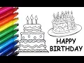 Coloring Pages BIRT AY CAKE How to paint Bolo de Aniversario Color Toys for Kids