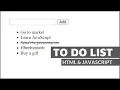 To do List JavaScript Mini Project HTML JavaScript