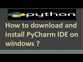 How to download and install PyCharm IDE on windows Python Tutorial