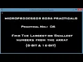 Microprocessor 8086 Practicals Find Smallest Largest number from the array 8-bit 16-bit