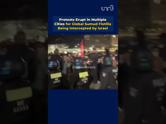 ⁣Protests erupt in multiple cities around the world as Israel intercepts the Global Sumud Flotilla