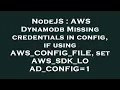 NodeJS AWS Dynamodb Missing credentials in config if using AWS - CONFIG