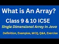 Java 1D Array Explained ICSE Class 9 10 Definition Examples MCQ Q A Exercise