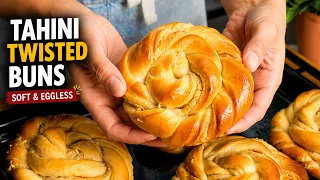 Eggless Twisted Buns Recipe with Delicious Filling| Soft Homemade Sweet Rolls | نان شیرین اردهای