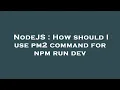NodeJS How should I use pm2 command for npm run dev