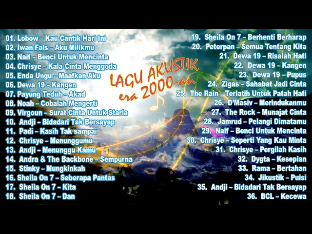 Download MP3 [10 jam] Lagu Akustik Indonesia era 2000-an, Lagu enak didengar saat santai, kerja, belajar !!!!!