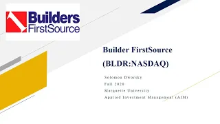 Builders FirstSource Presentation by Sol Dworsky