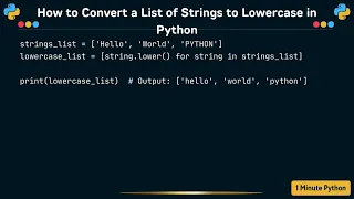 How to Convert a List of Strings to Lowercase in Python