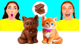 الغذاء الحقيقي مقابل الغذاء الشوكولاته التحدي حيل وحيل المطبخ BaRaFun Challenge 