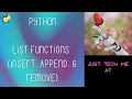 Using Python Functions insert append remove for List Data Structures