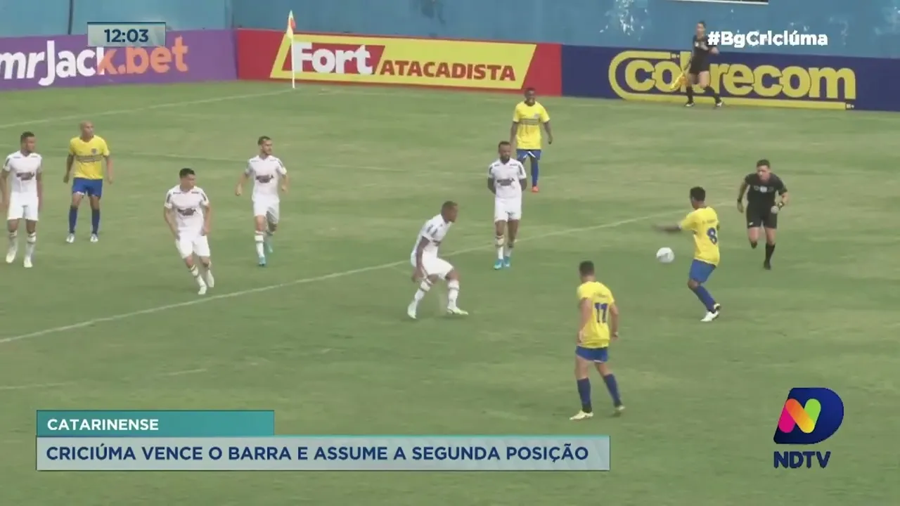 Criciúma vence o Barra e assume a segunda posição no Campeonato Catarinense
