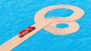Mack Truck vs Impossible Log Wave Bridge Crossing Cars Vs Deep Water - BeamNG.Drive