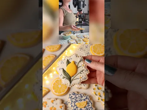 🍋Behind the scenes of taking photos of my cookies📷 Results at the end #royalicingcookies #baker