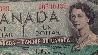 1954 One Dollar Bank Note of Canada