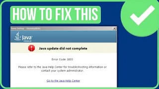 JAVA ERROR CODE 1603 FIX (2023) | How to Fix Java Install Did Not Complete Error Code 1603