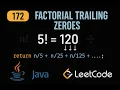 LeetCode 172 Factorial Trailing Zeroes Java Solution Math Approach