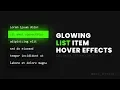 Glowing List Item Hover Effects CSS Effects