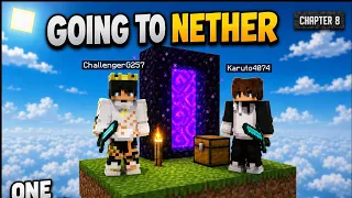 duo gameplay on one block GOING TO NETHER