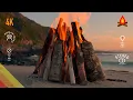 Sunset beach deadwood CAMPFIRE in the Arctic 12 hours